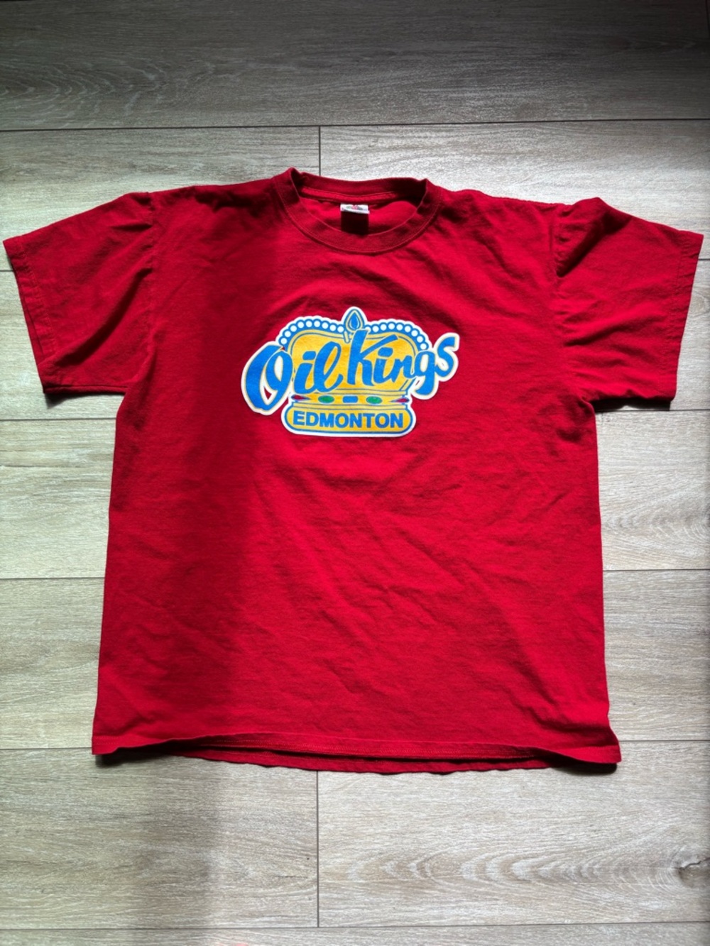 Vintage Edmonton Oil Kings T-Shirt Mens Large Red Hockey Graphic Vintage TeeY2K